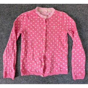 Lilly Pulitzer Girls Cardigan Sweater Polka Dot Button Up Size XL 12-14 Pink